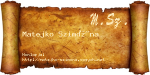 Matejko Szimóna névjegykártya